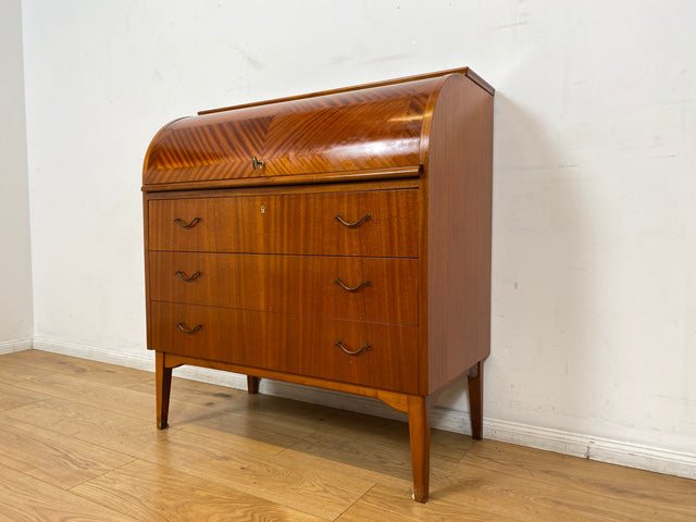 WMK I Hochwertiger skandinavischer Mid-Century Sekretär mit schönen Messinggriffen I Schreibkommode Schreibschrank Schreibtisch Kommode Schminkkommode Wäschekommode 70er Vintage Berlin Frankfurt Köln