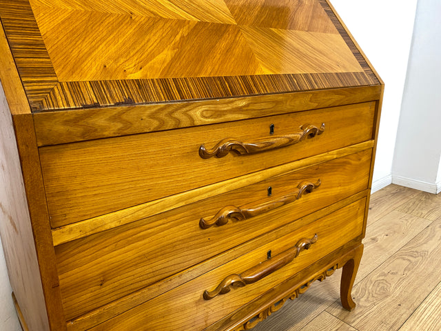 WMK I Besonders schöner skandinavischer Mid-Century Sekretär aus vollem Holz I Schreibkommode Schreibschrank Schreibtisch Kommode Schminkkommode Wäschekommode 60er Vintage Berlin Hannover Leipzig