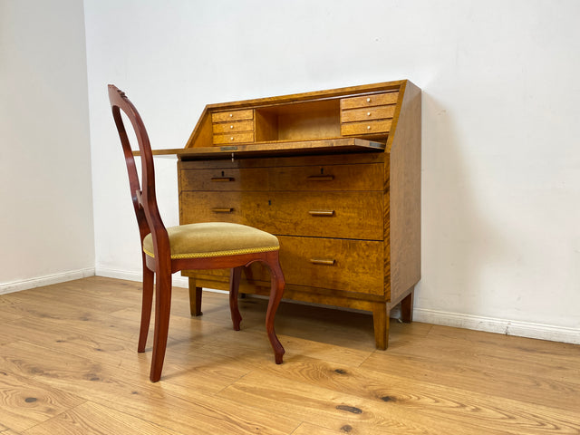 WMK # Sehr schöner skandinavischer Mid-Century Sekretär aus vollem Holz mit aufklappbarer Schreibplatte # Schreibschrank Schreibtisch Desk Kommode Schubladenkommode Wäschekommode Vintage Essen Dresden