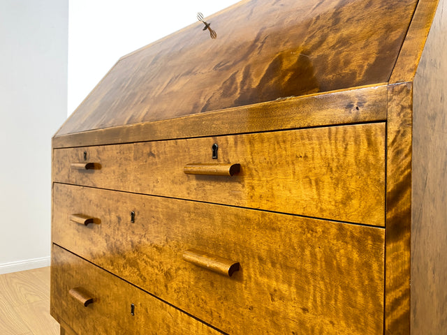 WMK # Sehr schöner skandinavischer Mid-Century Sekretär aus vollem Holz mit aufklappbarer Schreibplatte # Schreibschrank Schreibtisch Desk Kommode Schubladenkommode Wäschekommode Vintage Essen Dresden