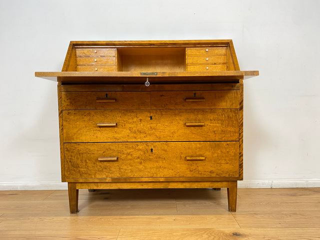 WMK # Sehr schöner skandinavischer Mid-Century Sekretär aus vollem Holz mit aufklappbarer Schreibplatte # Schreibschrank Schreibtisch Desk Kommode Schubladenkommode Wäschekommode Vintage Essen Dresden