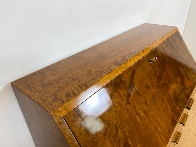 WMK # Sehr schöner skandinavischer Mid-Century Sekretär aus vollem Holz mit aufklappbarer Schreibplatte # Schreibschrank Schreibtisch Desk Kommode Schubladenkommode Wäschekommode Vintage Essen Dresden