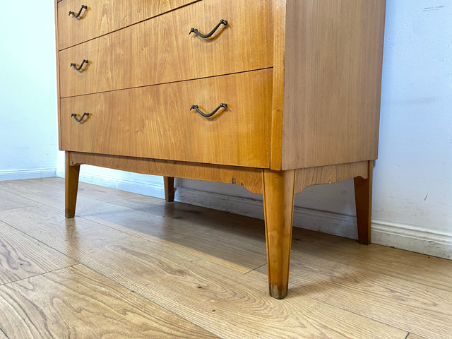 WMK I Formschöner skandinavischer Mid-Century Sekretär aus vollem Holz mit Messinggriffen I Schreibkommode Schreibtisch Kommode Wäschekommode 60er 70er Vintage Berlin Hamburg Dresden