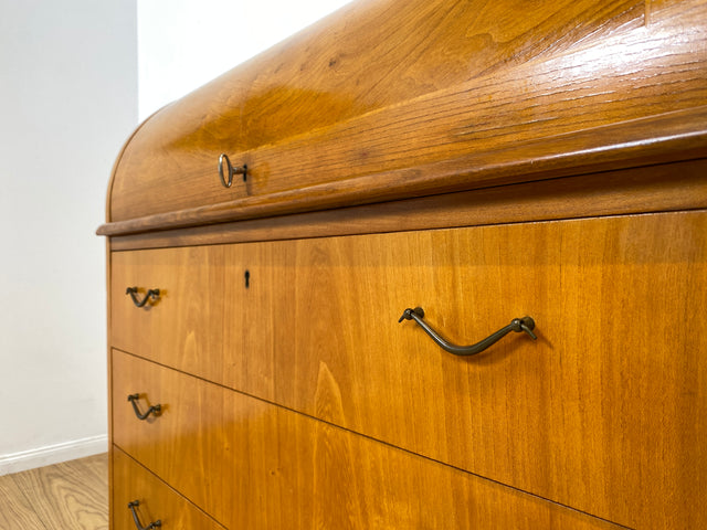 WMK I Formschöner skandinavischer Mid-Century Sekretär aus vollem Holz mit Messinggriffen I Schreibkommode Schreibtisch Kommode Wäschekommode 60er 70er Vintage Berlin Hamburg Dresden