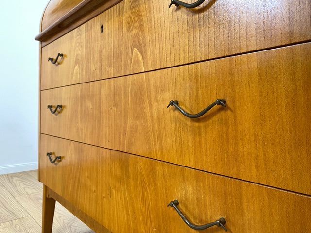 WMK I Formschöner skandinavischer Mid-Century Sekretär aus vollem Holz mit Messinggriffen I Schreibkommode Schreibtisch Kommode Wäschekommode 60er 70er Vintage Berlin Hamburg Dresden