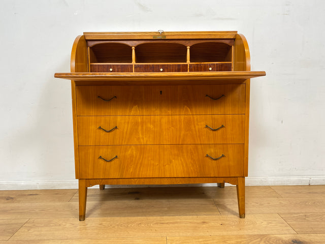WMK I Formschöner skandinavischer Mid-Century Sekretär aus vollem Holz mit Messinggriffen I Schreibkommode Schreibtisch Kommode Wäschekommode 60er 70er Vintage Berlin Hamburg Dresden