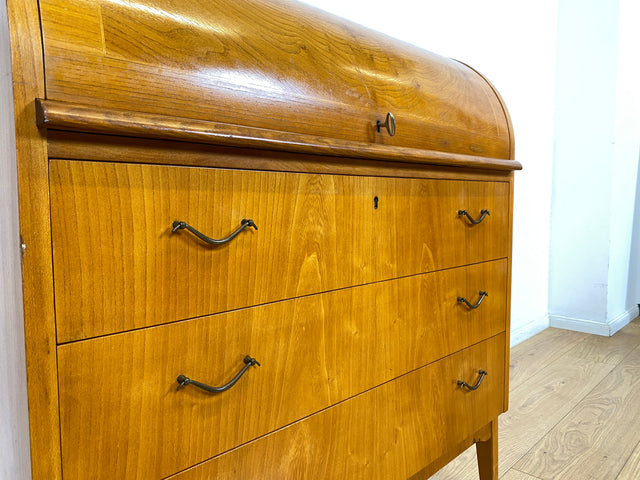 WMK I Formschöner skandinavischer Mid-Century Sekretär aus vollem Holz mit Messinggriffen I Schreibkommode Schreibtisch Kommode Wäschekommode 60er 70er Vintage Berlin Hamburg Dresden