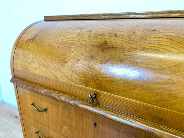 WMK I Formschöner skandinavischer Mid-Century Sekretär aus vollem Holz mit Messinggriffen I Schreibkommode Schreibtisch Kommode Wäschekommode 60er 70er Vintage Berlin Hamburg Dresden