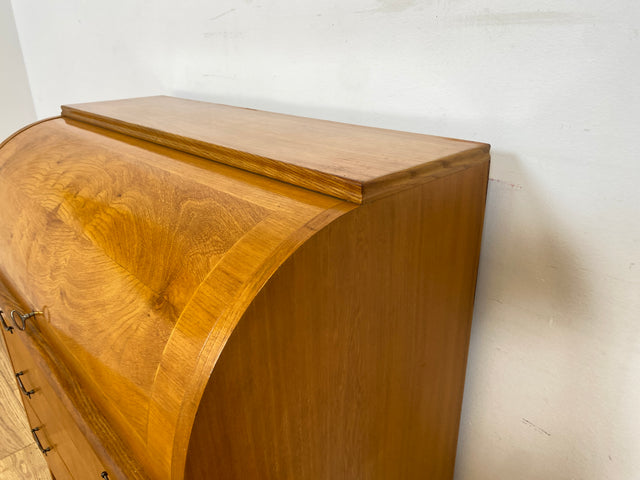 WMK I Formschöner skandinavischer Mid-Century Sekretär aus vollem Holz mit Messinggriffen I Schreibkommode Schreibtisch Kommode Wäschekommode 60er 70er Vintage Berlin Hamburg Dresden