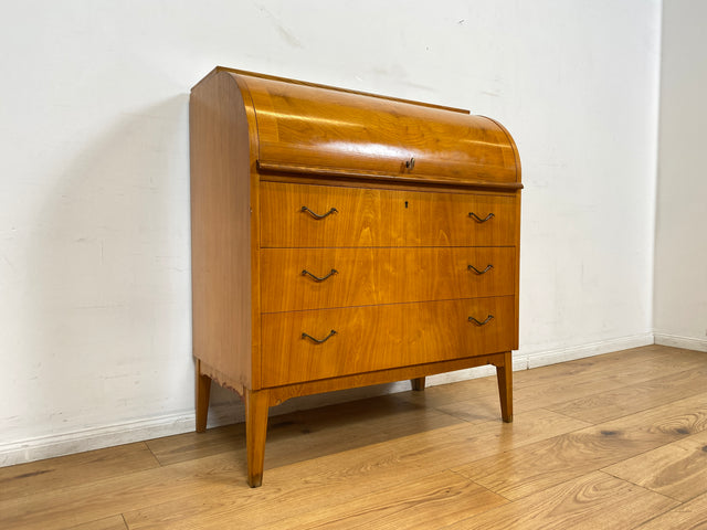 WMK I Formschöner skandinavischer Mid-Century Sekretär aus vollem Holz mit Messinggriffen I Schreibkommode Schreibtisch Kommode Wäschekommode 60er 70er Vintage Berlin Hamburg Dresden