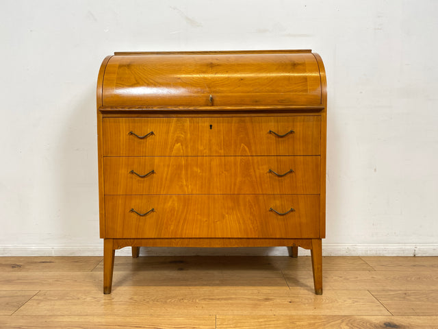 WMK I Formschöner skandinavischer Mid-Century Sekretär aus vollem Holz mit Messinggriffen I Schreibkommode Schreibtisch Kommode Wäschekommode 60er 70er Vintage Berlin Hamburg Dresden