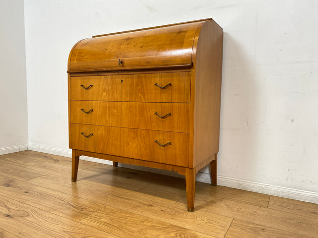 WMK I Formschöner skandinavischer Mid-Century Sekretär aus vollem Holz mit Messinggriffen I Schreibkommode Schreibtisch Kommode Wäschekommode 60er 70er Vintage Berlin Hamburg Dresden