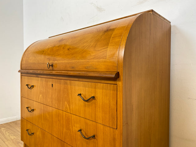 WMK I Formschöner skandinavischer Mid-Century Sekretär aus vollem Holz mit Messinggriffen I Schreibkommode Schreibtisch Kommode Wäschekommode 60er 70er Vintage Berlin Hamburg Dresden