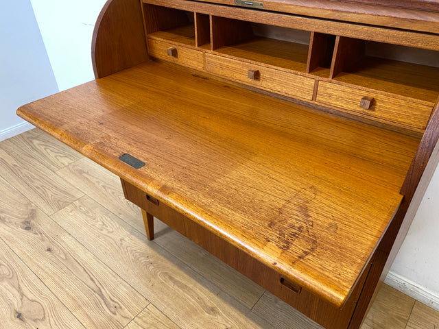 WMK I Stilvoller skandinavischer Mid-Century Sekretär in Teakholz I Schreibkommode Schreibschrank Schreibtisch Kommode Schminkkommode Wäschekommode Danish Design Vintage Teak Berlin Bremen Stuttgart
