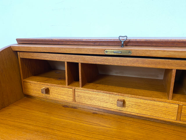WMK I Stilvoller skandinavischer Mid-Century Sekretär in Teakholz I Schreibkommode Schreibschrank Schreibtisch Kommode Schminkkommode Wäschekommode Danish Design Vintage Teak Berlin Bremen Stuttgart