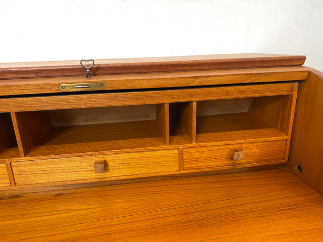 WMK I Stilvoller skandinavischer Mid-Century Sekretär in Teakholz I Schreibkommode Schreibschrank Schreibtisch Kommode Schminkkommode Wäschekommode Danish Design Vintage Teak Berlin Bremen Stuttgart