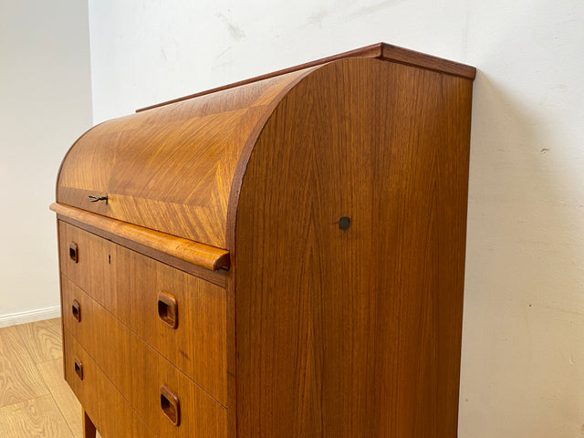 WMK I Stilvoller skandinavischer Mid-Century Sekretär in Teakholz I Schreibkommode Schreibschrank Schreibtisch Kommode Schminkkommode Wäschekommode Danish Design Vintage Teak Berlin Bremen Stuttgart