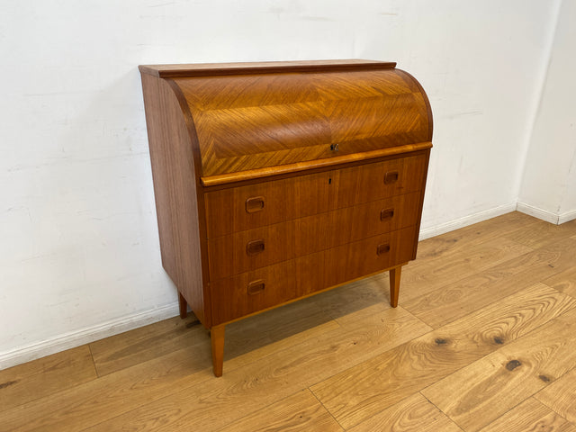 WMK I Stilvoller skandinavischer Mid-Century Sekretär in Teakholz I Schreibkommode Schreibschrank Schreibtisch Kommode Schminkkommode Wäschekommode Danish Design Vintage Teak Berlin Bremen Stuttgart