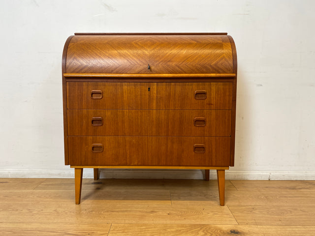 WMK I Stilvoller skandinavischer Mid-Century Sekretär in Teakholz I Schreibkommode Schreibschrank Schreibtisch Kommode Schminkkommode Wäschekommode Danish Design Vintage Teak Berlin Bremen Stuttgart
