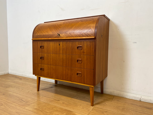 WMK I Stilvoller skandinavischer Mid-Century Sekretär in Teakholz I Schreibkommode Schreibschrank Schreibtisch Kommode Schminkkommode Wäschekommode Danish Design Vintage Teak Berlin Bremen Stuttgart