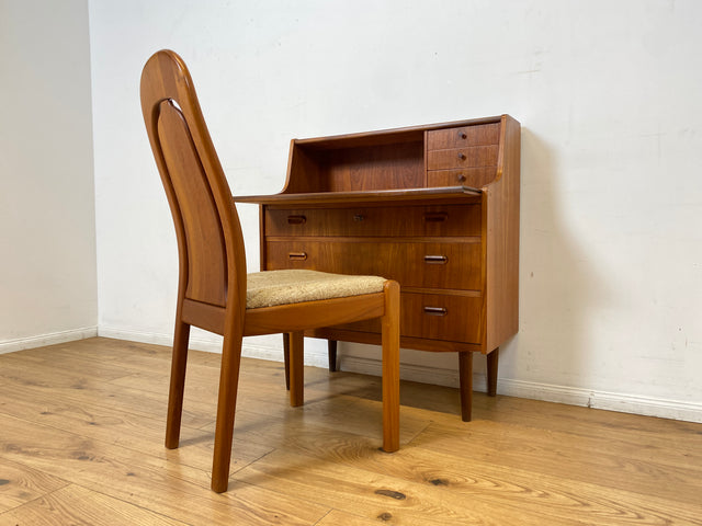WMK I Hochwertiger skandinavischer Mid-Century Sekretär in Teakholz mit auszieh. Schreibfläche I Schreibschrank Schreibtisch Desk Kommode Wäsche Schmink Tisch Danish Design Vintage Berlin Köln Hamburg