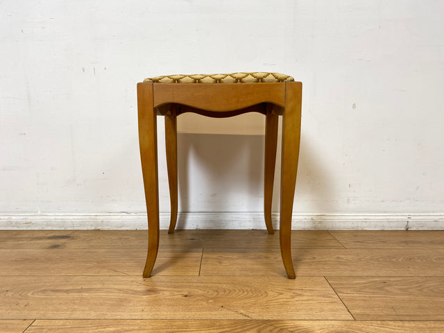 WMK I Besonders schöner skandinavischer Mid-Century Sitzhocker mit beigem handgewebtem Gobelin Bezug I Hocker Fußhocker Schemel Taburett Sitz Stuhl Vintage I Berlin Bayern Sachsen I Versand möglich