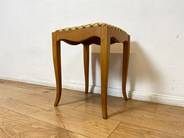 WMK I Besonders schöner skandinavischer Mid-Century Sitzhocker mit beigem handgewebtem Gobelin Bezug I Hocker Fußhocker Schemel Taburett Sitz Stuhl Vintage I Berlin Bayern Sachsen I Versand möglich
