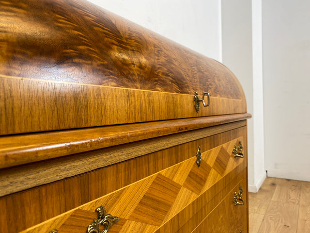 WMK I Hochwertiger skandinavischer Stilmöbel Sekretär in Nussbaum mit feinen Intarsien I Schreibkommode Schreibtisch Kommode Schminkkommode Wäschekommode Mid-Century Vintage Berlin Stuttgart Halle