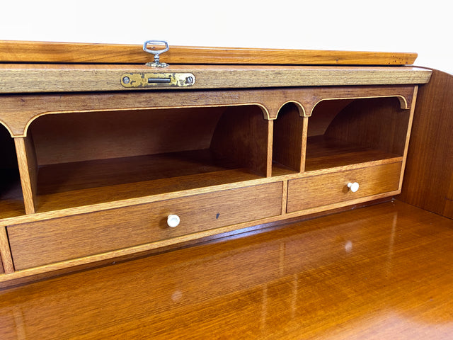 WMK I Hochwertiger skandinavischer Stilmöbel Sekretär in Nussbaum mit feinen Intarsien I Schreibkommode Schreibtisch Kommode Schminkkommode Wäschekommode Mid-Century Vintage Berlin Stuttgart Halle