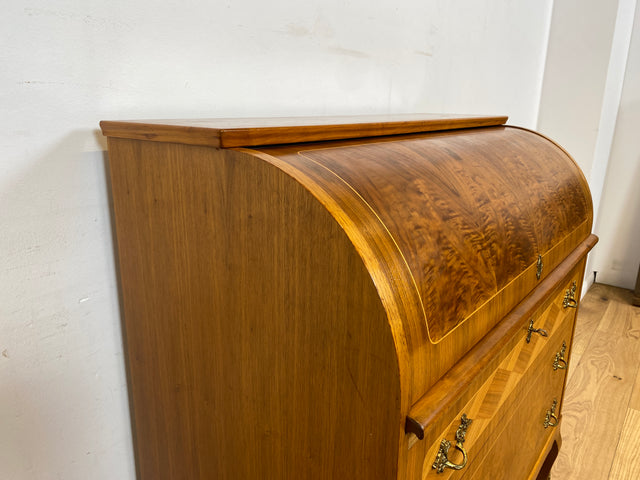 WMK I Hochwertiger skandinavischer Stilmöbel Sekretär in Nussbaum mit feinen Intarsien I Schreibkommode Schreibtisch Kommode Schminkkommode Wäschekommode Mid-Century Vintage Berlin Stuttgart Halle