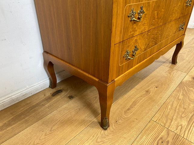 WMK I Hochwertiger skandinavischer Stilmöbel Sekretär in Nussbaum mit feinen Intarsien I Schreibkommode Schreibtisch Kommode Schminkkommode Wäschekommode Mid-Century Vintage Berlin Stuttgart Halle