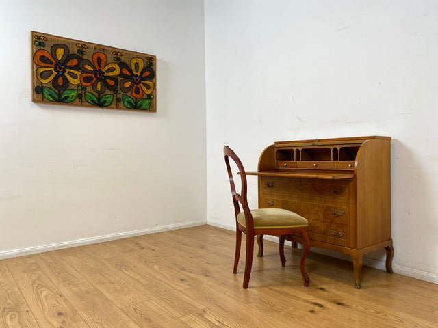 WMK I Hochwertiger skandinavischer Stilmöbel Sekretär in Nussbaum mit feinen Intarsien I Schreibkommode Schreibtisch Kommode Schminkkommode Wäschekommode Mid-Century Vintage Berlin Stuttgart Halle