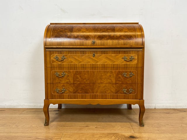 WMK I Hochwertiger skandinavischer Stilmöbel Sekretär in Nussbaum mit feinen Intarsien I Schreibkommode Schreibtisch Kommode Schminkkommode Wäschekommode Mid-Century Vintage Berlin Stuttgart Halle