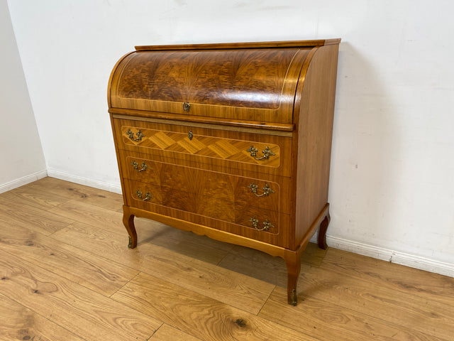 WMK I Hochwertiger skandinavischer Stilmöbel Sekretär in Nussbaum mit feinen Intarsien I Schreibkommode Schreibtisch Kommode Schminkkommode Wäschekommode Mid-Century Vintage Berlin Stuttgart Halle