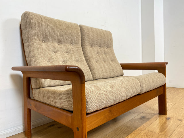 WMK I Hochwertiges skandinavisches Designer Sofa von EMC Møbler mit Teakholz Rahmen und beigem Wollbezug I Couch 2-Sitzer 2er Sitzgarnitur Danish Design Mid-Century Vintage Teak Berlin Bayern Leipzig