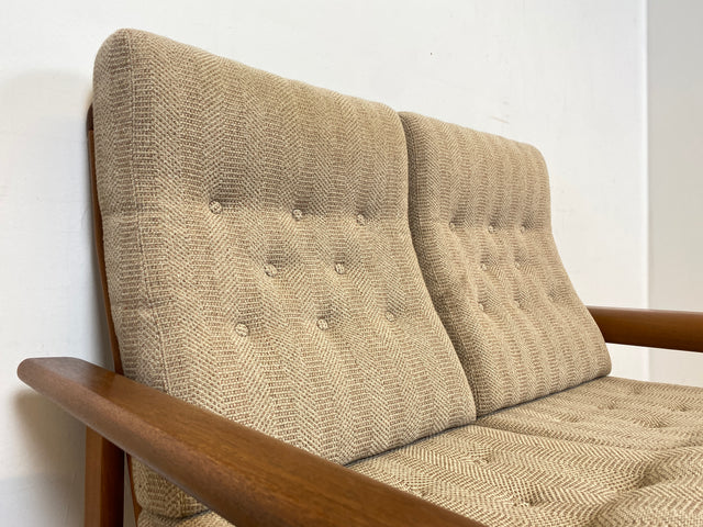 WMK I Hochwertiges skandinavisches Designer Sofa von EMC Møbler mit Teakholz Rahmen und beigem Wollbezug I Couch 2-Sitzer 2er Sitzgarnitur Danish Design Mid-Century Vintage Teak Berlin Bayern Leipzig