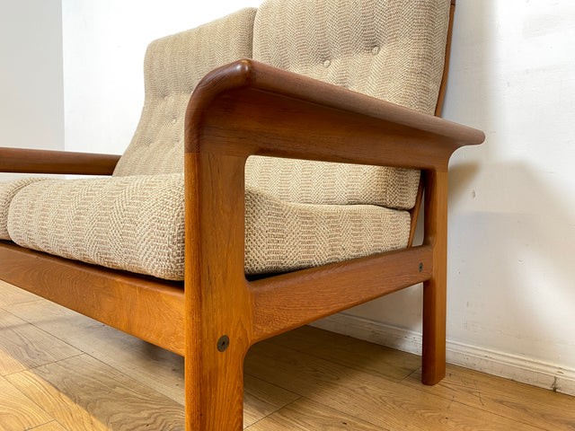 WMK I Hochwertiges skandinavisches Designer Sofa von EMC Møbler mit Teakholz Rahmen und beigem Wollbezug I Couch 2-Sitzer 2er Sitzgarnitur Danish Design Mid-Century Vintage Teak Berlin Bayern Leipzig