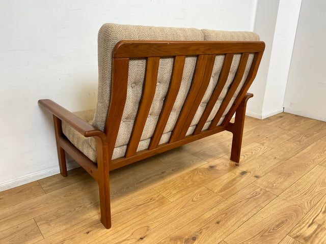 WMK I Hochwertiges skandinavisches Designer Sofa von EMC Møbler mit Teakholz Rahmen und beigem Wollbezug I Couch 2-Sitzer 2er Sitzgarnitur Danish Design Mid-Century Vintage Teak Berlin Bayern Leipzig