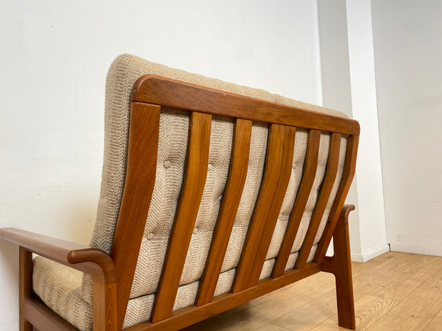 WMK I Hochwertiges skandinavisches Designer Sofa von EMC Møbler mit Teakholz Rahmen und beigem Wollbezug I Couch 2-Sitzer 2er Sitzgarnitur Danish Design Mid-Century Vintage Teak Berlin Bayern Leipzig