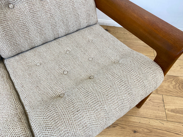 WMK I Hochwertiges skandinavisches Designer Sofa von EMC Møbler mit Teakholz Rahmen und beigem Wollbezug I Couch 2-Sitzer 2er Sitzgarnitur Danish Design Mid-Century Vintage Teak Berlin Bayern Leipzig