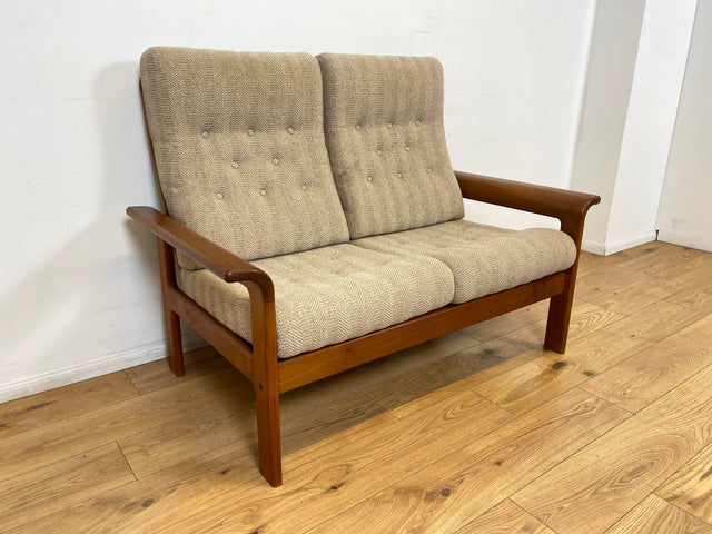 WMK I Hochwertiges skandinavisches Designer Sofa von EMC Møbler mit Teakholz Rahmen und beigem Wollbezug I Couch 2-Sitzer 2er Sitzgarnitur Danish Design Mid-Century Vintage Teak Berlin Bayern Leipzig