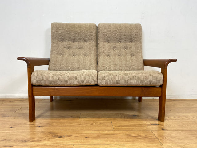 WMK I Hochwertiges skandinavisches Designer Sofa von EMC Møbler mit Teakholz Rahmen und beigem Wollbezug I Couch 2-Sitzer 2er Sitzgarnitur Danish Design Mid-Century Vintage Teak Berlin Bayern Leipzig