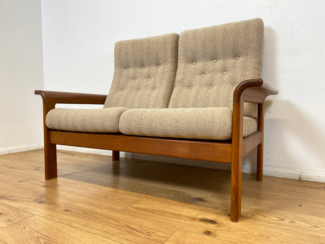 WMK I Hochwertiges skandinavisches Designer Sofa von EMC Møbler mit Teakholz Rahmen und beigem Wollbezug I Couch 2-Sitzer 2er Sitzgarnitur Danish Design Mid-Century Vintage Teak Berlin Bayern Leipzig