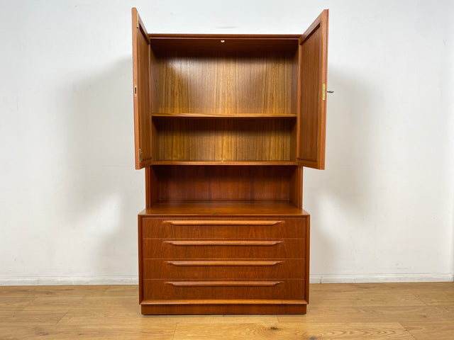 WMK I Stilvolles skandinavisches Highboard in Teakholz mit Schubladen & formschönen Holzgriffen I Schrank Bücherschrank Wäscheschrank Kommode Sideboard Teak Danish Design Vintage Berlin Hamburg Bremen