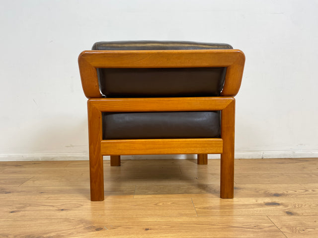 WMK # 1/3 Stilvoller skandinavisches Mid-Century Designersessel von L. Olsen & Søn Møbelfabrik mit Echtleder Bezug & Teakholz Rahmen # Sessel Armchair Sitzgarnitur Danish Design Vintage Teak Leather