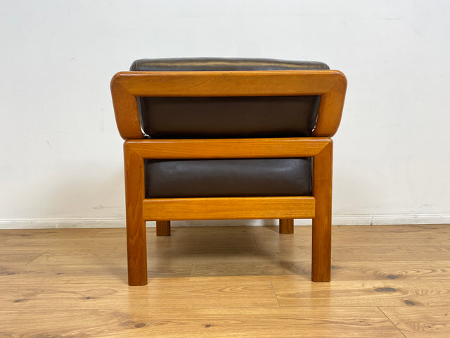 WMK # 1/2 Stilvoller skandinavisches Mid-Century Designersessel von L. Olsen & Søn Møbelfabrik mit Echtleder Bezug & Teakholz Rahmen # Sessel Armchair Sitzgarnitur Danish Design Vintage Teak Leather