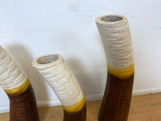 WMK I Einzigartiges skulpturales Keramik Ensemble aus 3 handgeformten großen Bodenvasen aus 70er Jahren I Vasen Skulptur Kunst Studio Dekoration Steinzeug Lava Vintage Retro I Berlin Dresden Hannover