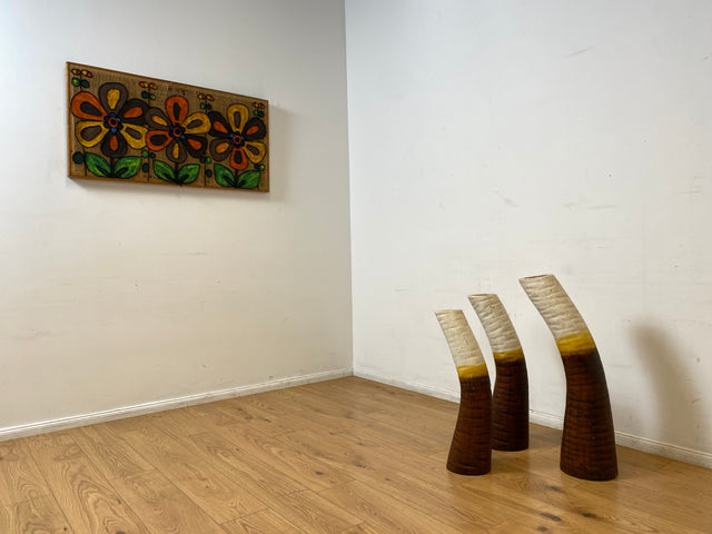 WMK I Einzigartiges skulpturales Keramik Ensemble aus 3 handgeformten großen Bodenvasen aus 70er Jahren I Vasen Skulptur Kunst Studio Dekoration Steinzeug Lava Vintage Retro I Berlin Dresden Hannover