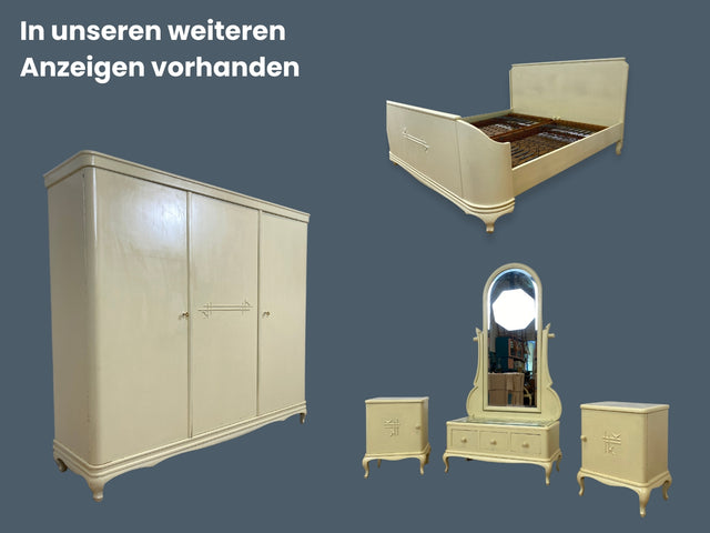 WMK I Wunderschöne weiße 1930er Jahre Spiegelkommode aus vollem Holz