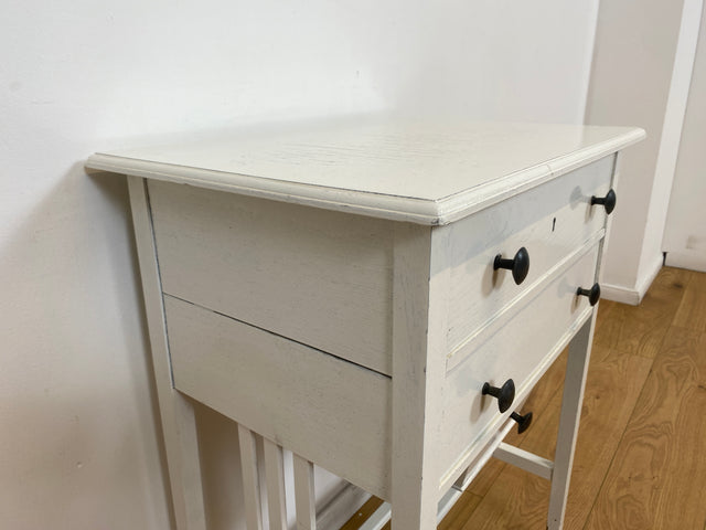 WMK # Elegante und filigrane weiße antike Nähkommode aus vollem Holz mit Schubladen und Originalgriffen # Kommode Nähtisch Beistelltisch Flurkommode Konsolentisch Konsole Garderobe Jugendstil Vintage